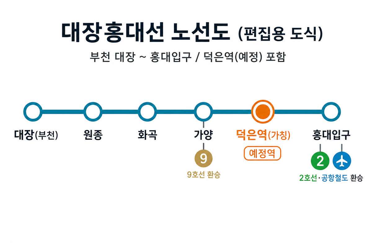 대장홍대선 노선도(편집용 도식·비공식)
