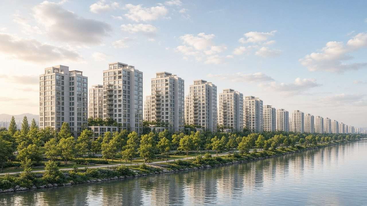 덕은지구 한강변 주거 단지 분위기 편집용 생성 이미지